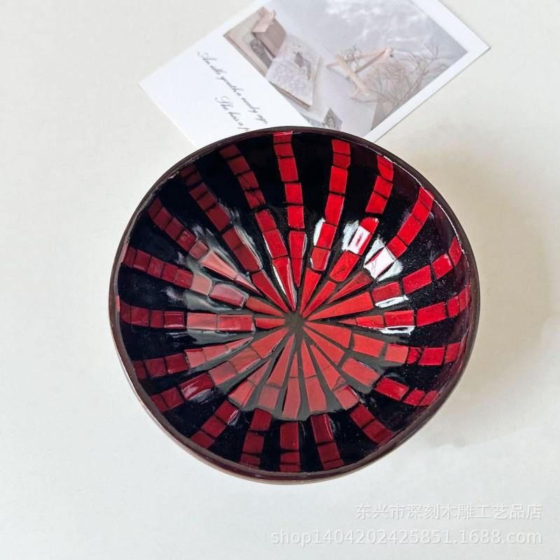 Vietnamese Coconut Shell Bowl Decorative Serving Dish Snacks Nuts Candy Home Decor Storage
