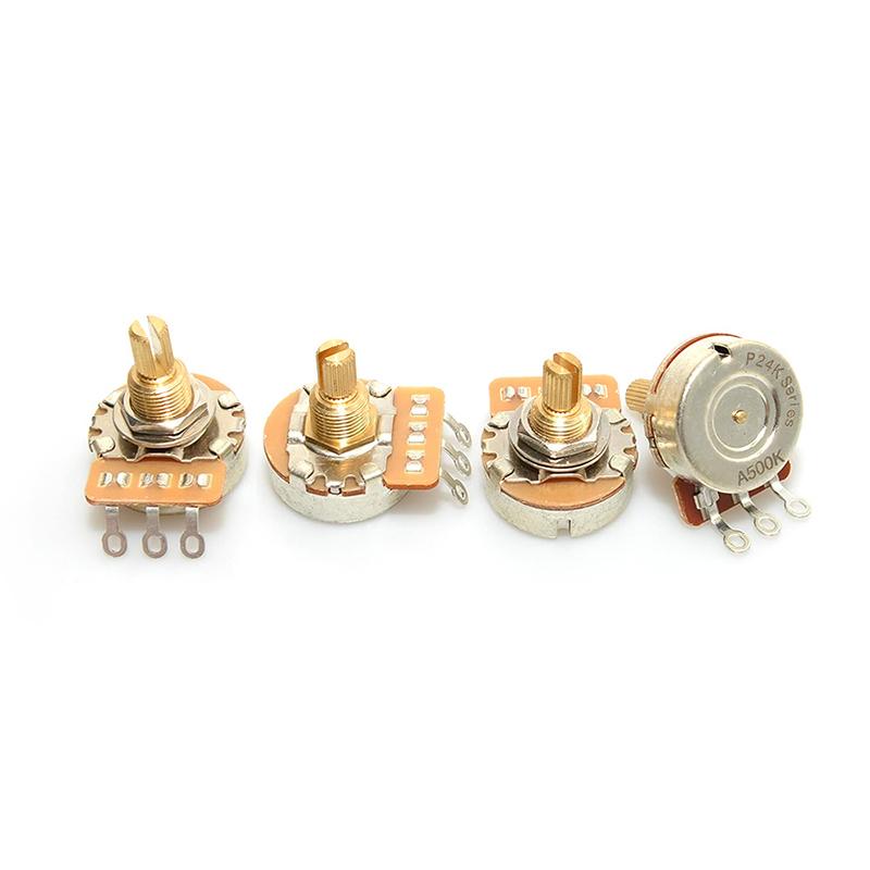 1Pcs Fine 24-Spline Brass Shaft Pots 500K/250K Long / Short Shaft Choose Guitar Potentiometers Diy Accessories