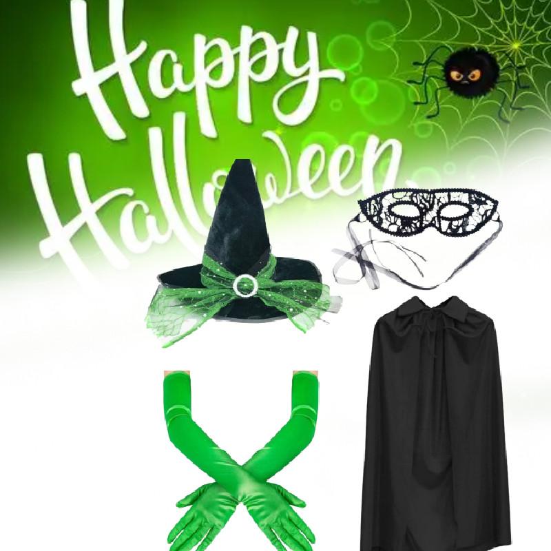 Adult Halloween Witch  Cosplay Costume With Hat Gloves Cloak Party Performance