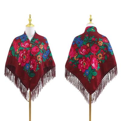 Vintage Ethnic Style Tassel Shawl: Elegant Square Scarf for Warmth and Dust Protection