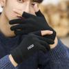 Half-finger Men's Gloves Autumn and Winter Dew Two-finger Thickened Warm Touch Screen Plush Wool Cold-proof Outdoor Cycling Knitt Practical Use