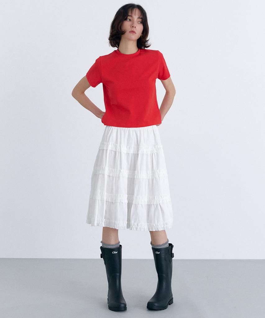 Cloet Tiered Frill Flare Skirt + White