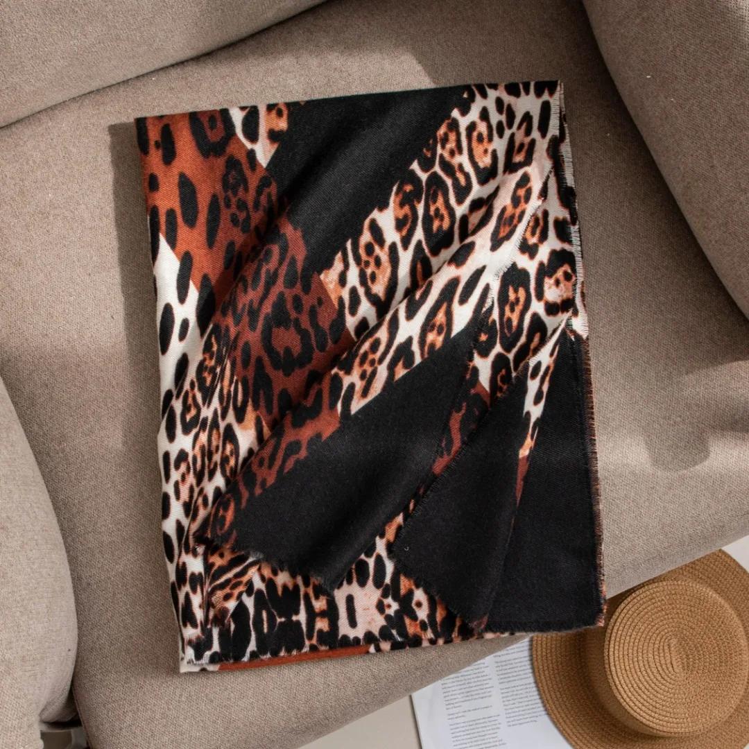

Women Luxury Winter Scarf New Cashmere Scarves Thick Warm Blanket Shawls Wraps Fashion Leopard