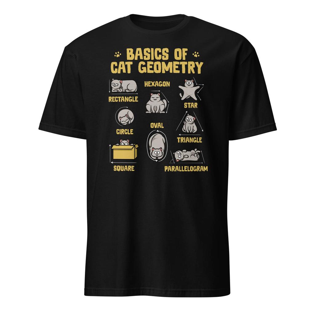 Funny Cat Shirt Basics Of Cat Geometry Math Teacher Cat Owner T-Shirt Size S-3XL