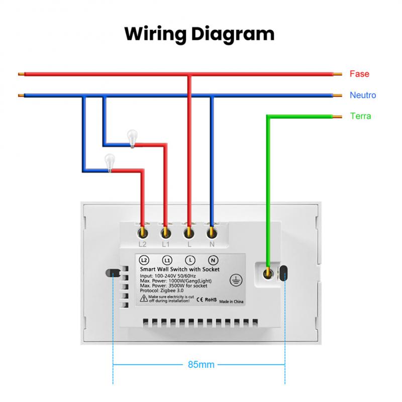 Corui Tuya Smart Wall Switch Plug Zigbee Wifi Socket Brazil Standard Glass Panel App Remote Control Works With Alexa Google Home