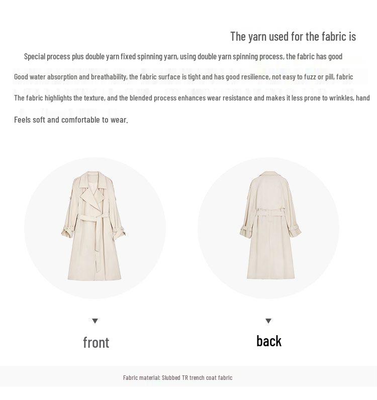 Koreansk Stil Mellomlang Over-kneet Dames Trenchcoat - Populær Studentmote, Trendy Utenlandsk Stil Jakke