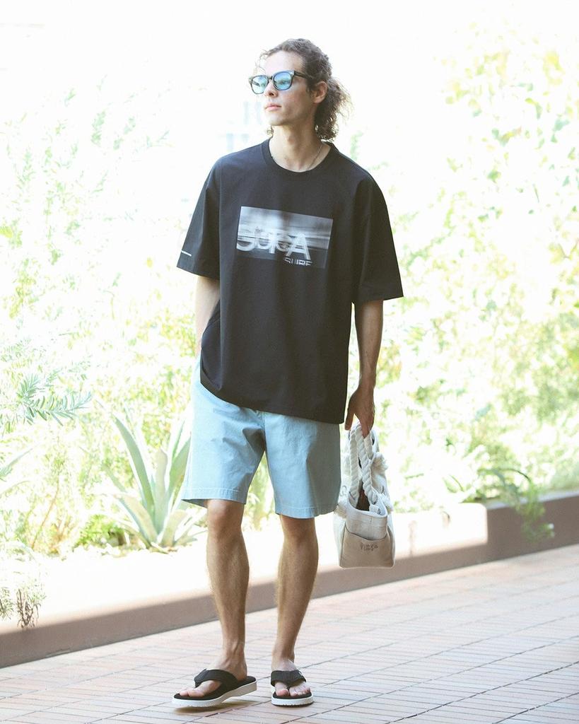 Hybrid Multifunctional Blurry Crew Core Line Unisex Surfing Casual Wear Short Sleeve Summer Clothes 262G1037 Black 3L [Gatcha] T-Shirt Men's