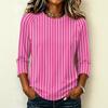Damen Mode Lässig Bequem Raglanärmel Rundhals Dreiviertelärmel Gestreiftes Muster Pullover T-Shirt Oberteil