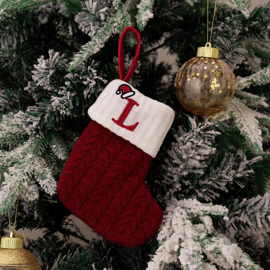 Exquisite Red Knitted Christmas Stockings With Embroidered Letter Designs For Festive Decor