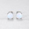 PAG&MAG S925 Silver Opal Earrings for Women - Stylish Korean Round Four-Claw Design