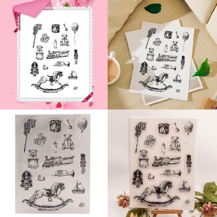 Children Toy Themed Stamps Nursing Bottle Stamp Balloon Stamp for Card Making Scrapbooking, Decorative Clear Stamps