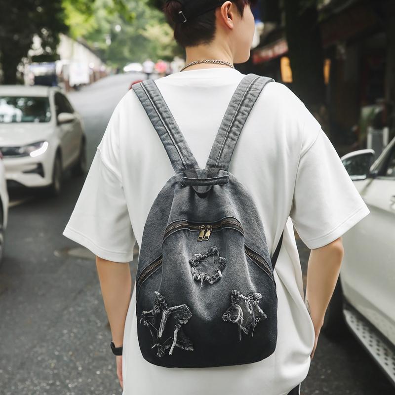 Rucsac Școlar pentru Elevi Rucsac Denim cu Gradient pentru Elevi de Gimnaziu