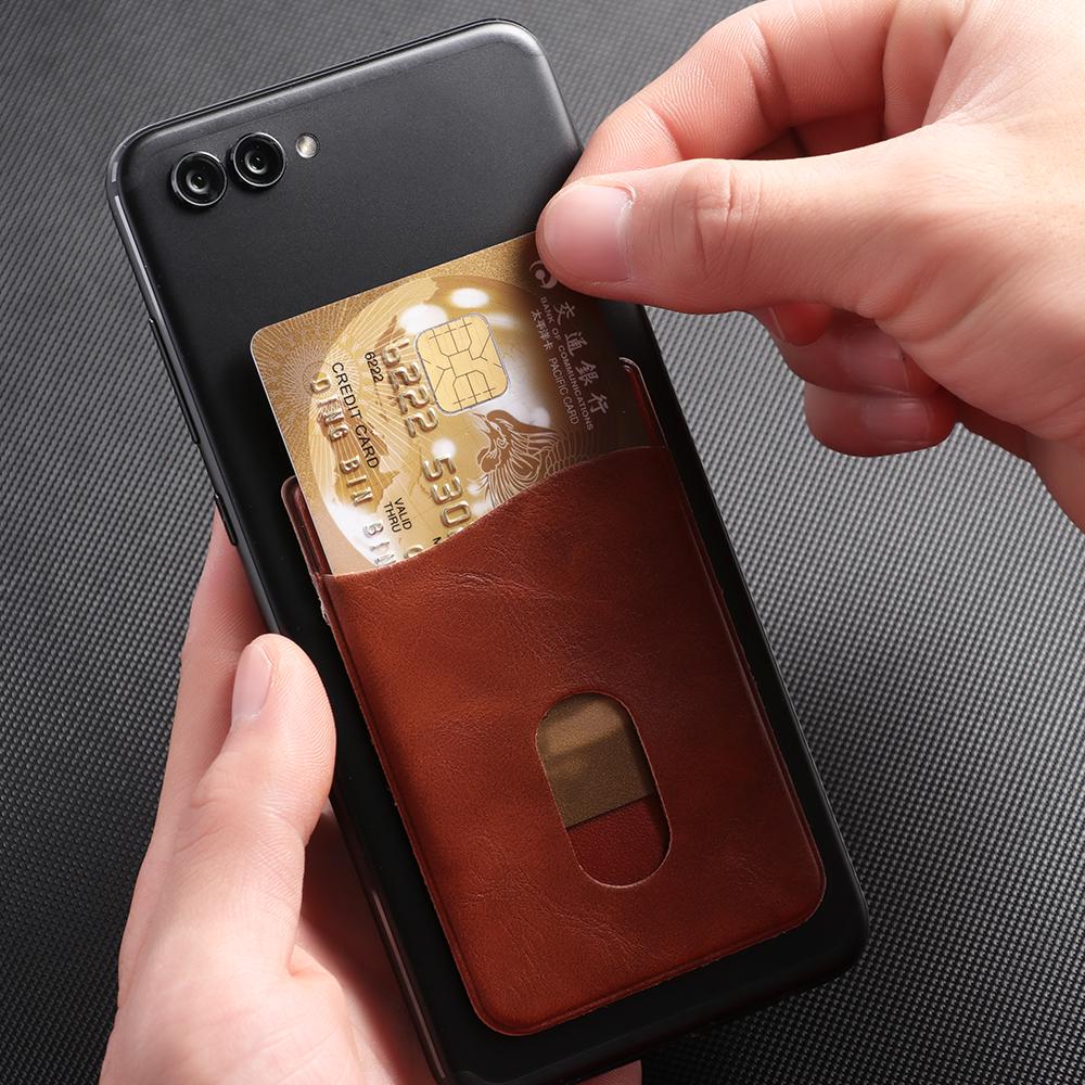 Universal Self-Adhesive Sticker Card Sleeves Phone Wallet Case Stick On ID Credit Card Holder PU Leather Cellphone Pocket