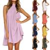 Dámské Sexy Letní Barevné Kulatý Výstřih Skládané Bez Rukávů Šaty