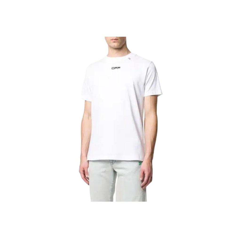 Off-White Slim Fit Caravaggio Square T-Shirt White Black Men Streetwear OMAA027S201850050188