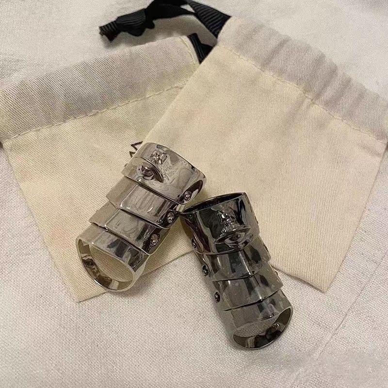 Willa Punk Style Adjustable Saturn Armor Ring - Multi-Layer, Movable, Four-Section Design.