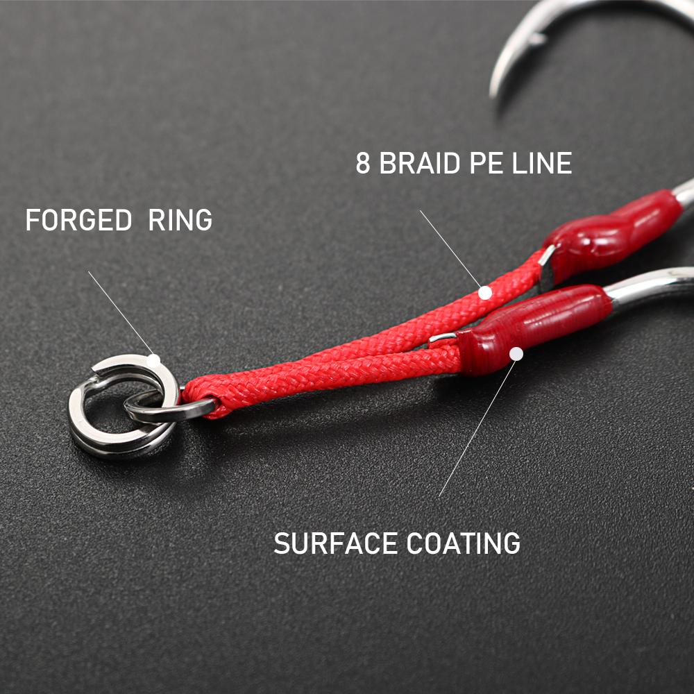 Jigging Pro High Carbon Steel Fishhook for Saltwater Fishing for Sea and Bottom Techniques Assist Hook 1/0 2/0 3/0 4/0