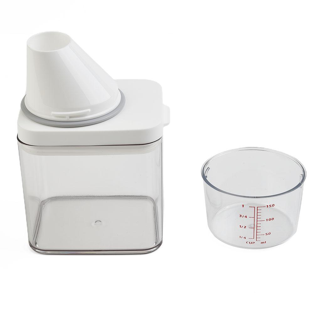 Plastic Soap Detergent Dispenser Eco Friendly Storage Box with Airtight Seal and Measuring Cup for Safe Storage