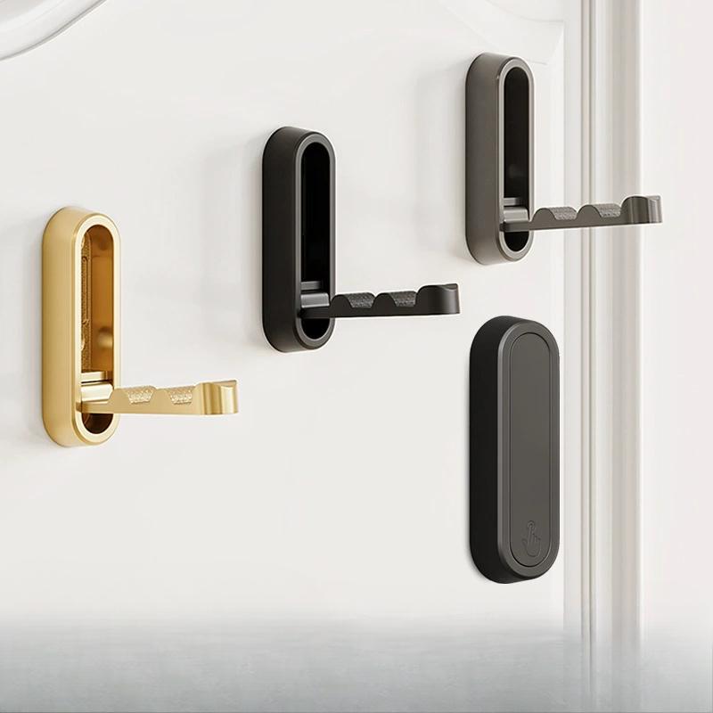 1Pcs Folding Wall Hook Hidden Robe Towel Coat Hook for Home Kitchen Bathroom Matte Black Towel Hanger