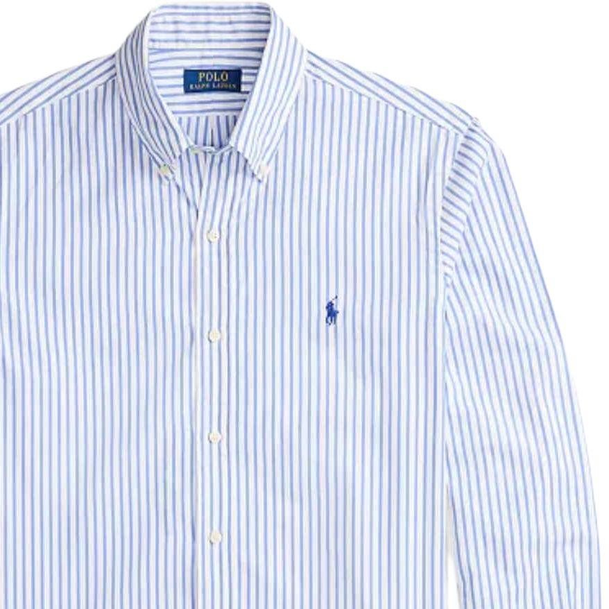Polo Ralph Lauren Logo Embroidered Cotton Striped Long Sleeve Shirt Men shirts 710979545-004