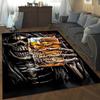 Skull with Whiskey Glass Rug for Man Cave Decor - Bold Skeleton Art Carpet | Masculine Interior Design Skid Resistant Carpet