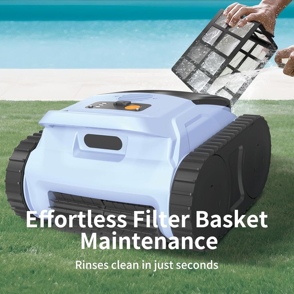 (2025 New) Cordless Robotic Pool Cleaner Pool Robot Vacuum for inground Pools, Floor/Wall/Waterline Cleaning/Smart Navigation, 185Mins Runtime Pool