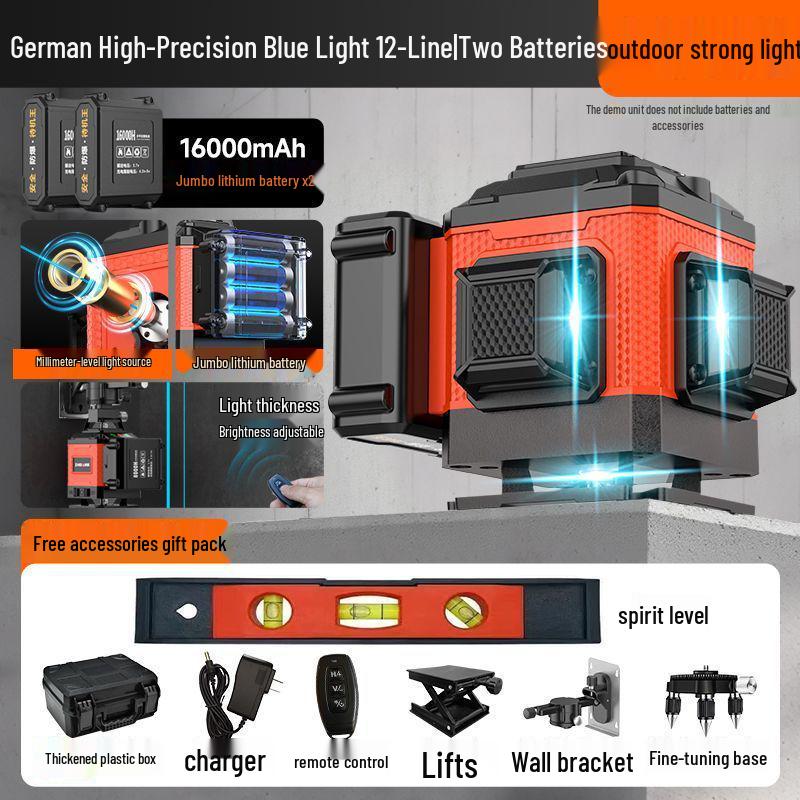 German 12-Line Green Laser Level: High Precision, High Brightness, Outdoor Auto-Leveling