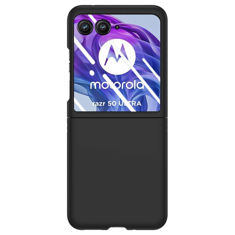 

For Motorola Razr 50 Ultra 5G Case Skin-Touch PC Phone Cover with Rear Screen Protector Black