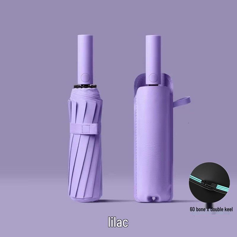 

Автоматична складана парасолька з 60 спицями та подвійним каркасом: Чорний сонцезахисний козирок та захист від дощу, подвійного призначення для захисту від УФ-променів або для бізнес-реклами.