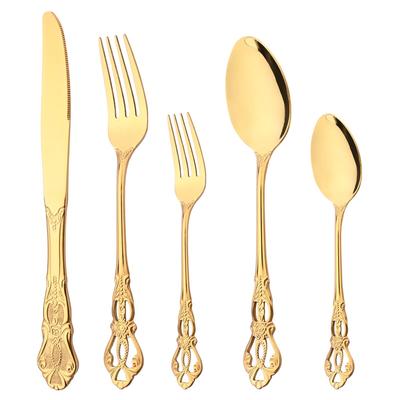 Western Stainless Steel Cutlery Set Knife Dessert Fork Spoons Dinnerware Matte Royal Flatware Kitchen Silverware Tableware Set
