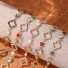 French-style, Heavily Embellished, Colorful Diamond Four-leaf Clover Bracelet for Women  Wind-cut Hollow Flower Bracelet, Made of Titanium Steel,