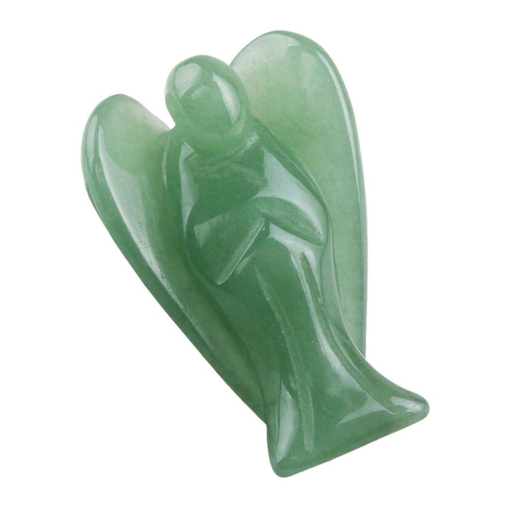 Křišťálová vyřezávaná figurka anděla strážného kapesní kámen léčení řemeslo 15" soška