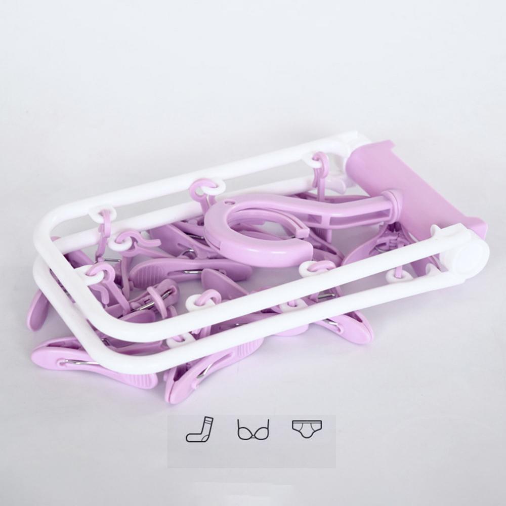 12 Clip Foldable Plastic Clothes Hanger Multiple Clip Anti Slip Clothes Hanger Underwear And Socks Small Clothes Hanger Drying C
