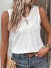 New European American Summer Women Tshirt Casual Solid Color Round Neck Buttoned Vest Top