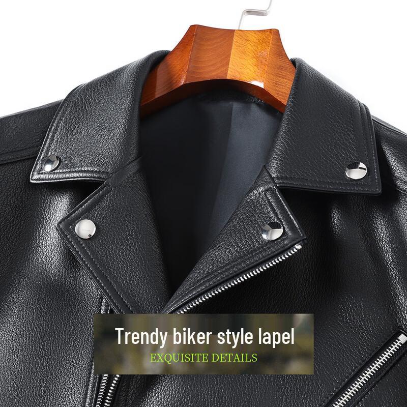 Futting Men's Retro Goatskin Leather Jacket