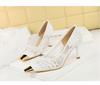 Banquet Shallow Mouth High Heels Metal Small Square Head Mesh Women's Shoes Thin Heel Temperament High Heel Single Shoes