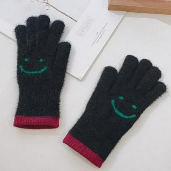 Smiley Face Plüsch Fingerlose Touchscreen-Handschuhe - Damen Herbst/Winter Wärme