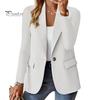 Fall Coat For Women Suit Lapel Long Sleeve Single Button Jacket Casual with Flap Pockets Solid Color Work Office Business Outerwear Versatile