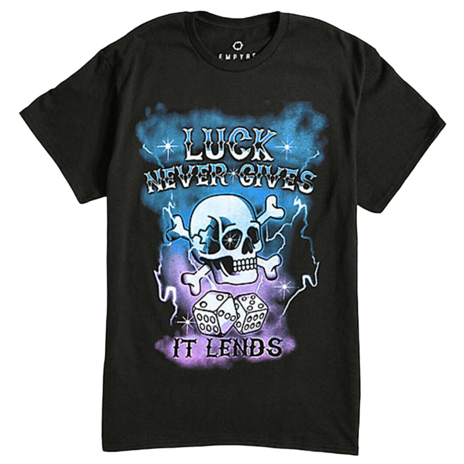 Empyre Luck Never Gives It Lends Skull & Dice Black Men s T-shirt - NWT 3XL