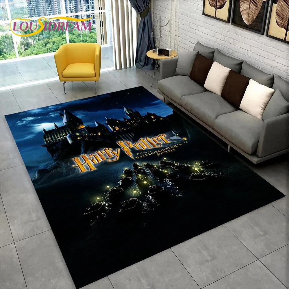 3D P-Potter Magic Academy Movie HD Rug Carpet for Living Room Bedroom Home Decor,Floor Mat Non-slip for Sofa Doormat Gift Kids