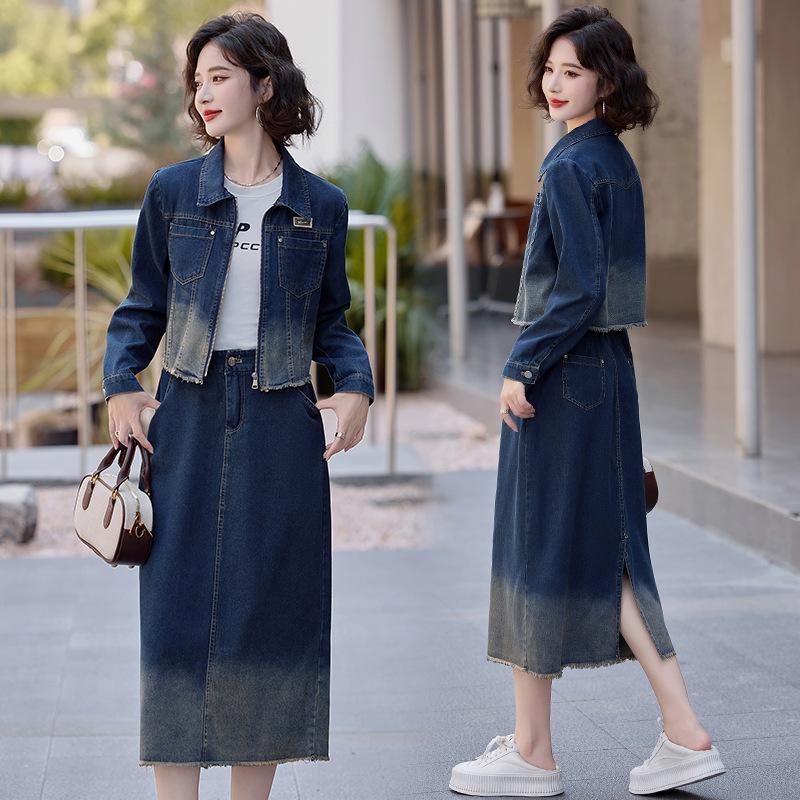 Trendy 2025 Spring Denim Jacket & Skirt Set - LU8928