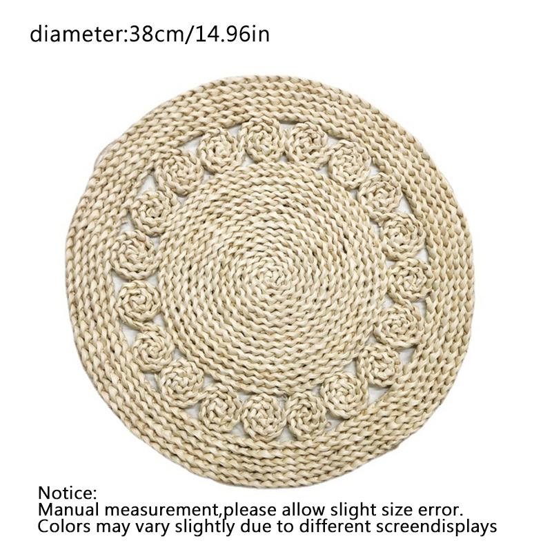 15" New Pastoral Style Grass Woven Flower Mats Hand Woven Corn Skin Meal Mats Home Thickened Insulation Pad Homestay Mat