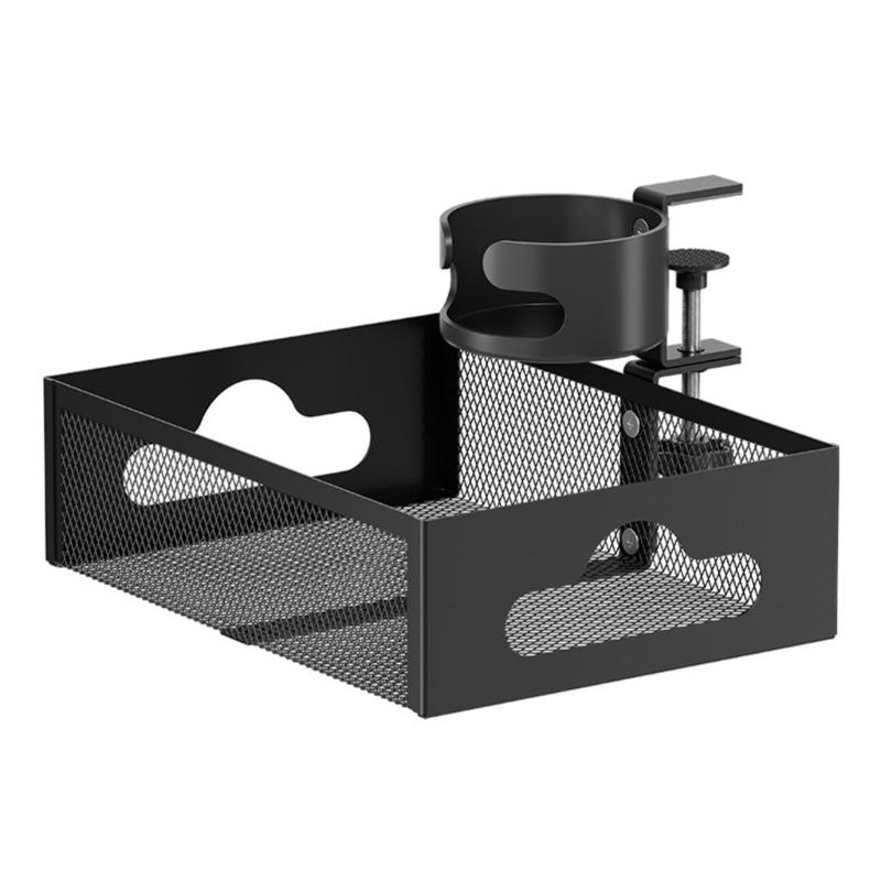 

Multipurpose Desk Mount Cup Tray Wire Organizers Storage Box Strong Sticky Backing Without Holes Required чёрный