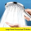 5 Modes Adjustable Handheld Shower Head High Pressure Silver Black Grey Rainfall Sprayer Household Bathroom Accessory