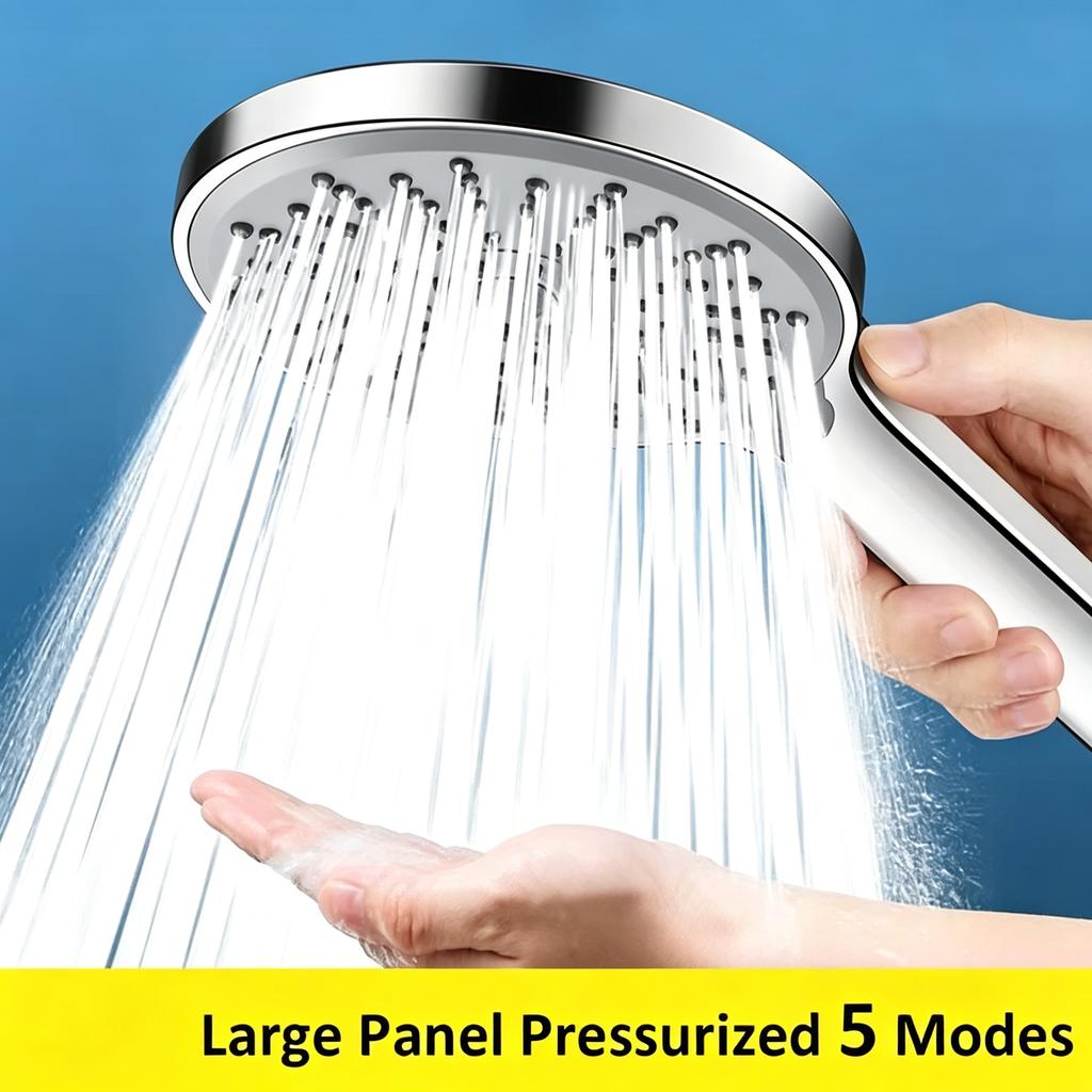 5 Modes Adjustable Handheld Shower Head High Pressure Silver Black Grey Rainfall Sprayer Household Bathroom Accessory