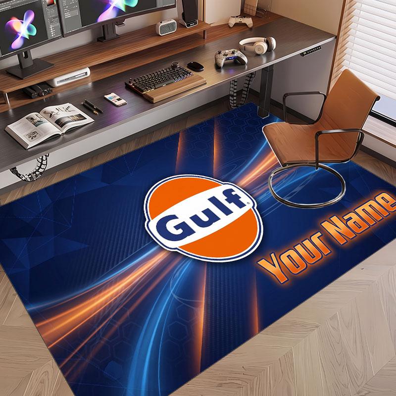 Custom Rug Gulf Pattern Print Name Text Soft Non‑Slip Floor Carpet for Home Indoor Decoration