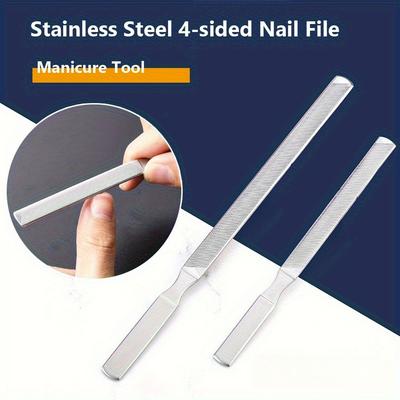 1 Pieza Lima de Uñas de Acero Inoxidable de 4 Caras Fuerte Profesional Lijado Pulido de Uñas Herramientas de Belleza para Uñas
