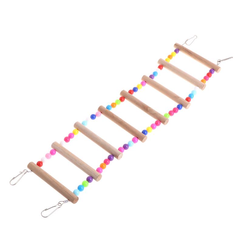 

Birds Pets Parrots Ladders Climbing Toy Hanging Colorful Balls With Natural Wood Parrot Toys for Conures Parakeets Cockatiels