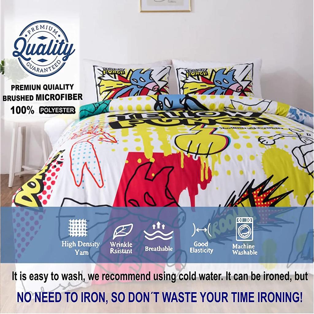 Tye Dye Povlak na peřinu Žlutý Estetický Anime Kluci Zipové Lůžkoviny Sada Jednolůžko Dětský Pokoj Sada Povlak na přikrývku Měkký Polyester