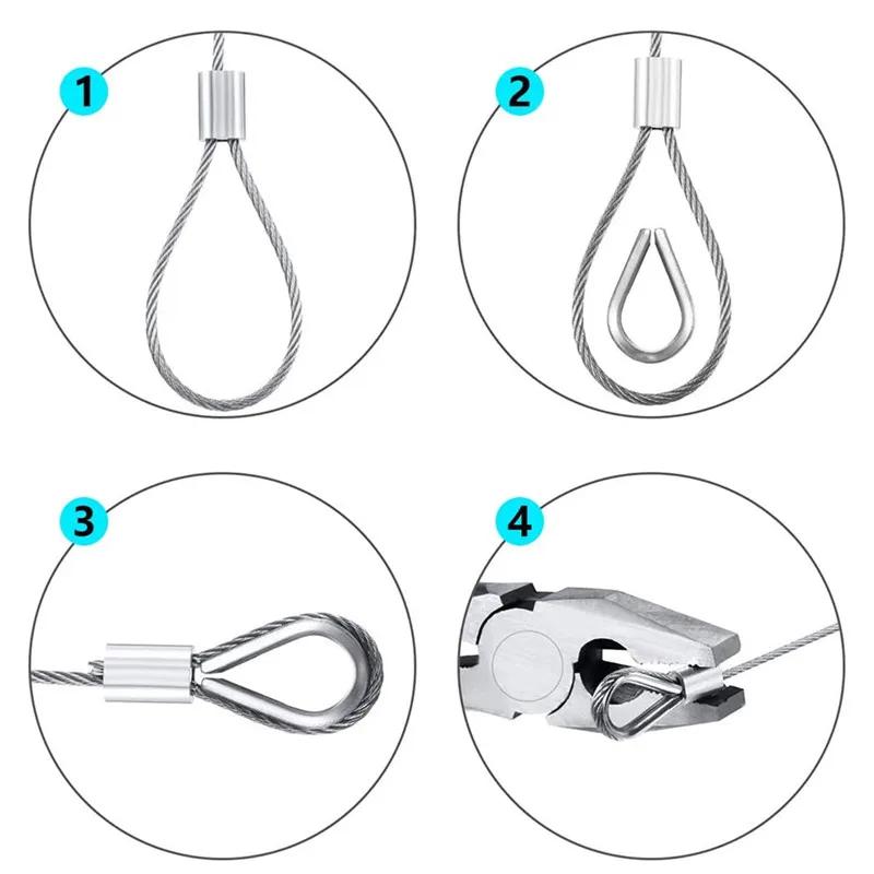 30M Wire Rope Cable Hooks Hanging Kit Flexible PVC Coated Stainless Steel Clothesline